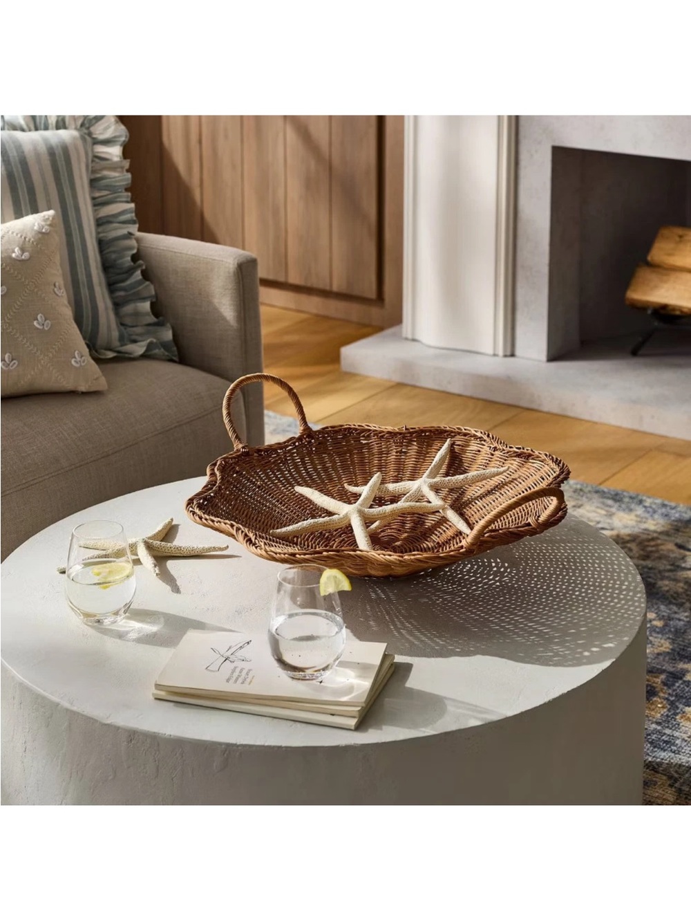 Scallop Woven Shallow Wicker Basket Bowl - Threshold designed with Studio McGee - Picture 2 of 3